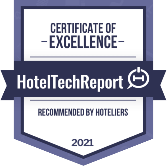 Certificate of Excellence 2021 from Hotel Tech Report