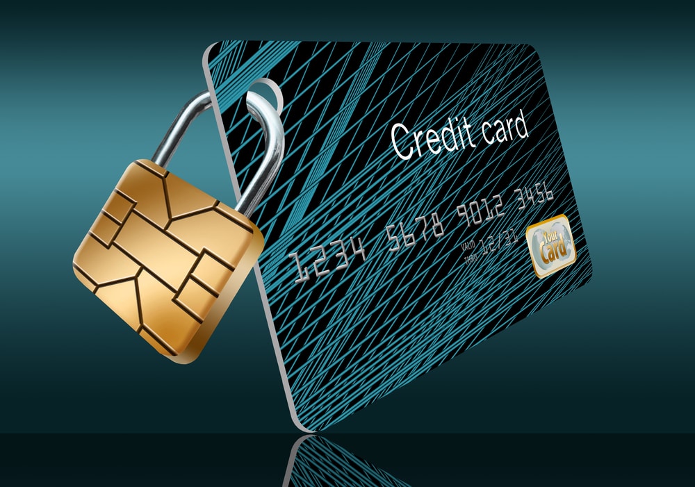 Credit Card with a Padlock representing the EMV Chip _ pms software