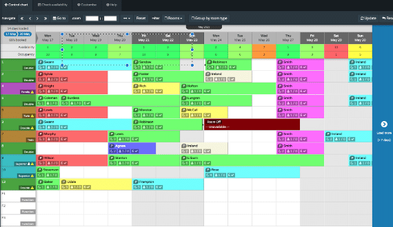 Innquest software booking calendar