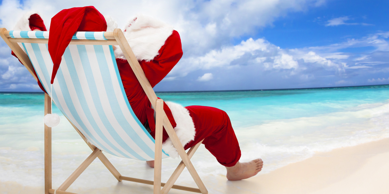 Santa Claus on the beach vacation