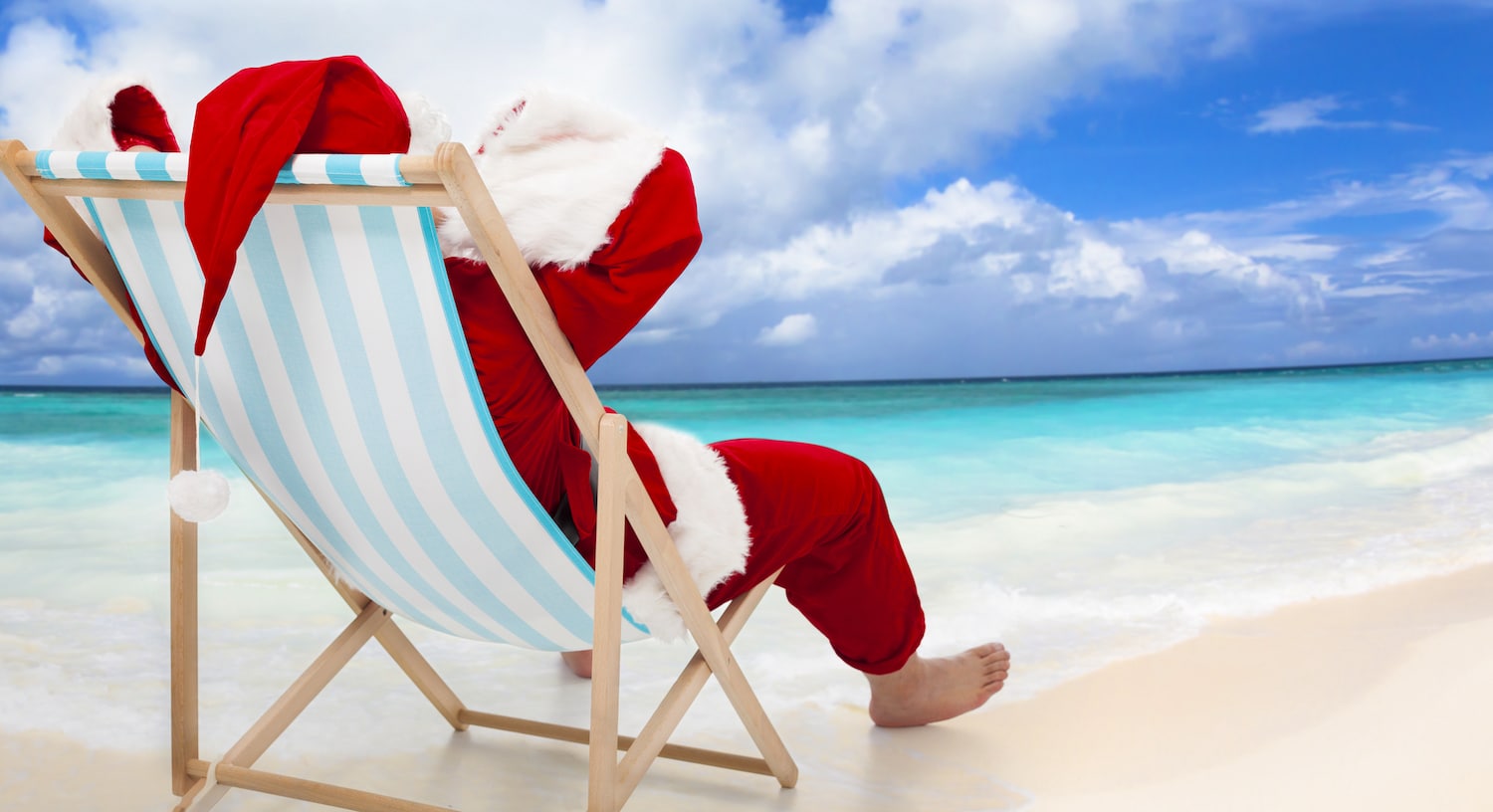 Santa Claus on the beach vacation